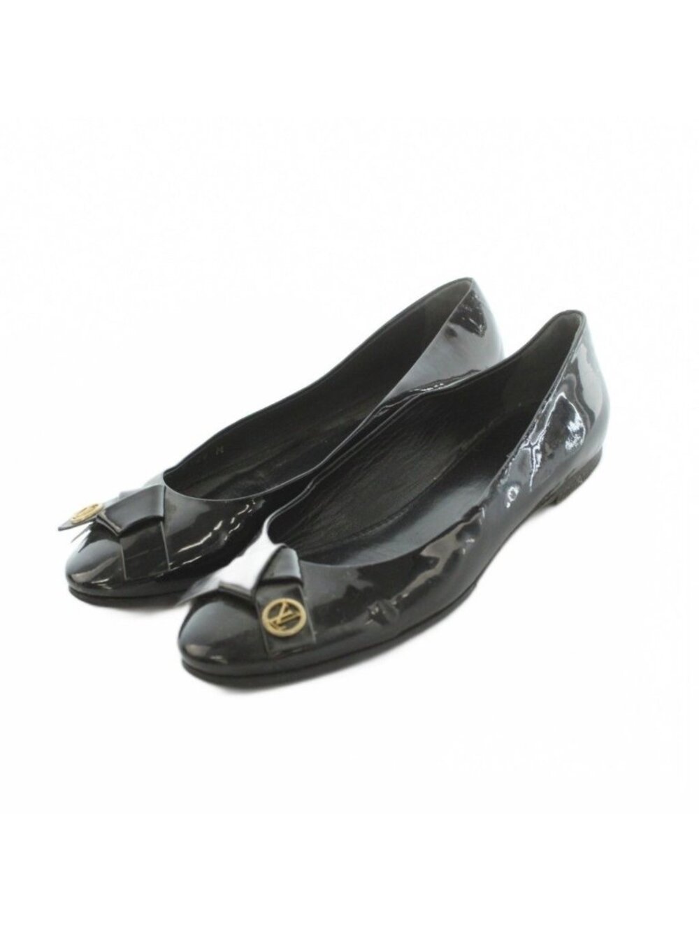 Louis Vuitton Flat Shoe Patent Ribbon Motif 34.5 Black